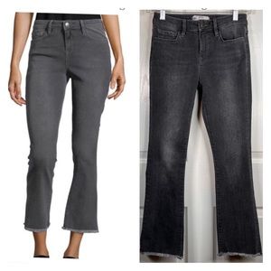 Free People Straight Crop Jeans Medium Wash Faded Black Gray Frayed Hem Sz 24